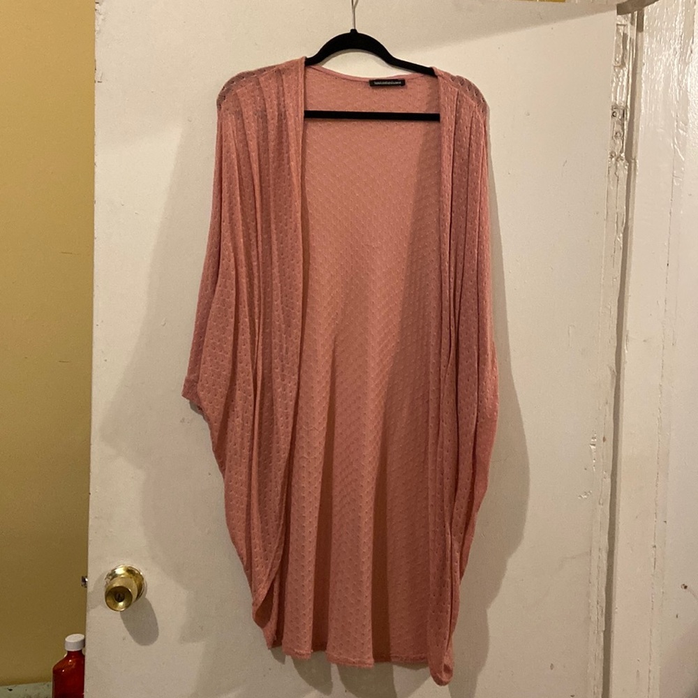 Pink oversized knit shrug